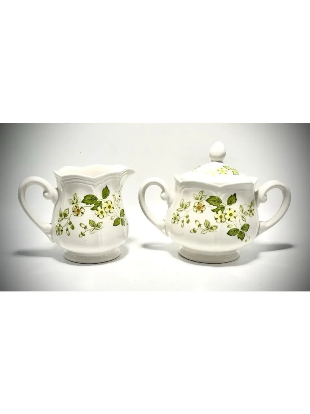 Vintage Sears Petite Flora Cream Sugar Set 70s Kitchen Decor Bowl w/ Lid MCM